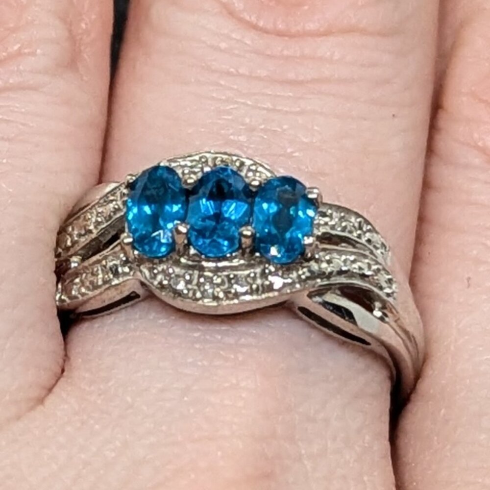 Electric Blue Apatite Ring in sterling
